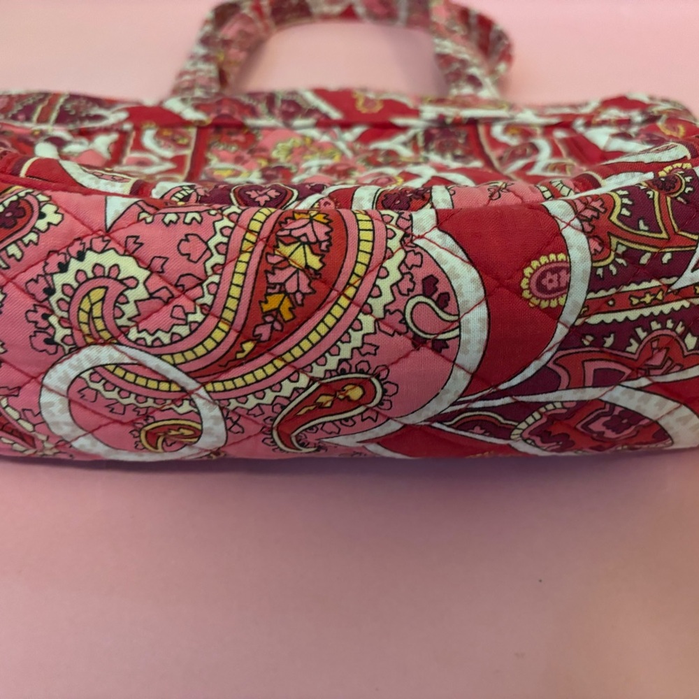 Vera Bradley Rosie Posie Red Pink Small Tote Bag / Shoulder Purse with Pockets - Picture 13 of 15